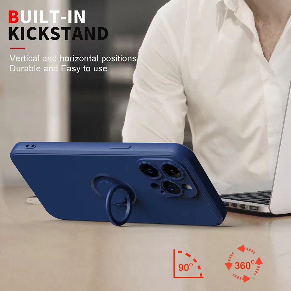 Ốp Điện Thoại Silicone Mềm Có Đế Đỡ Vòng Khuyên Từ Tính Cho iPhone 14 13 12 11 Pro MAX Mini X XS MAX XR 6 6S 7 8 Plus 12Pro 13Pro