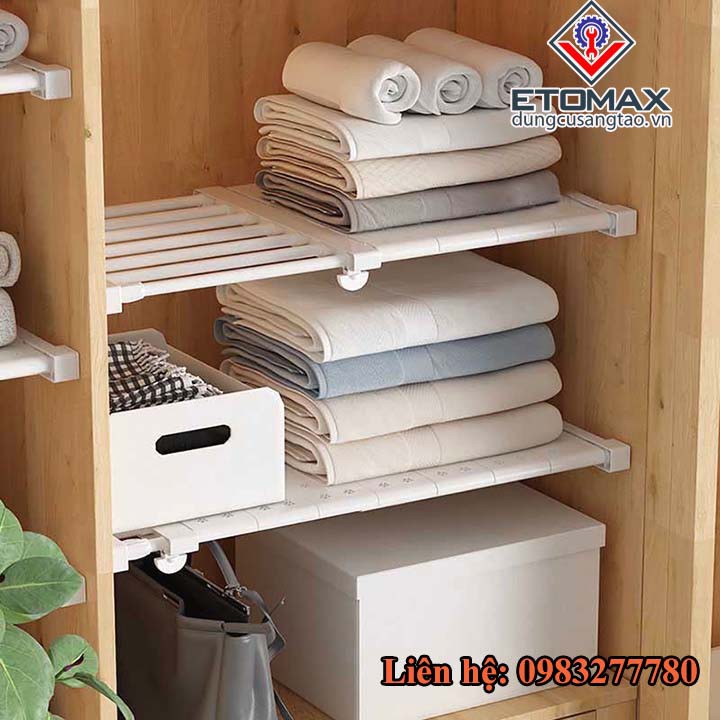 Kệ chia ngăn đa năng, không cần khoan và bắt vít chiều dài 74-135cm, Lắp cho mọi loại vách ngăn