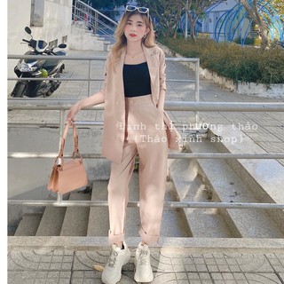 SET ÁO KHOÁC VEST + QUẦN CULLOTES ĐŨI ĐEN BE - SET VEST DÀI BE ĐEN ĐŨI HOT