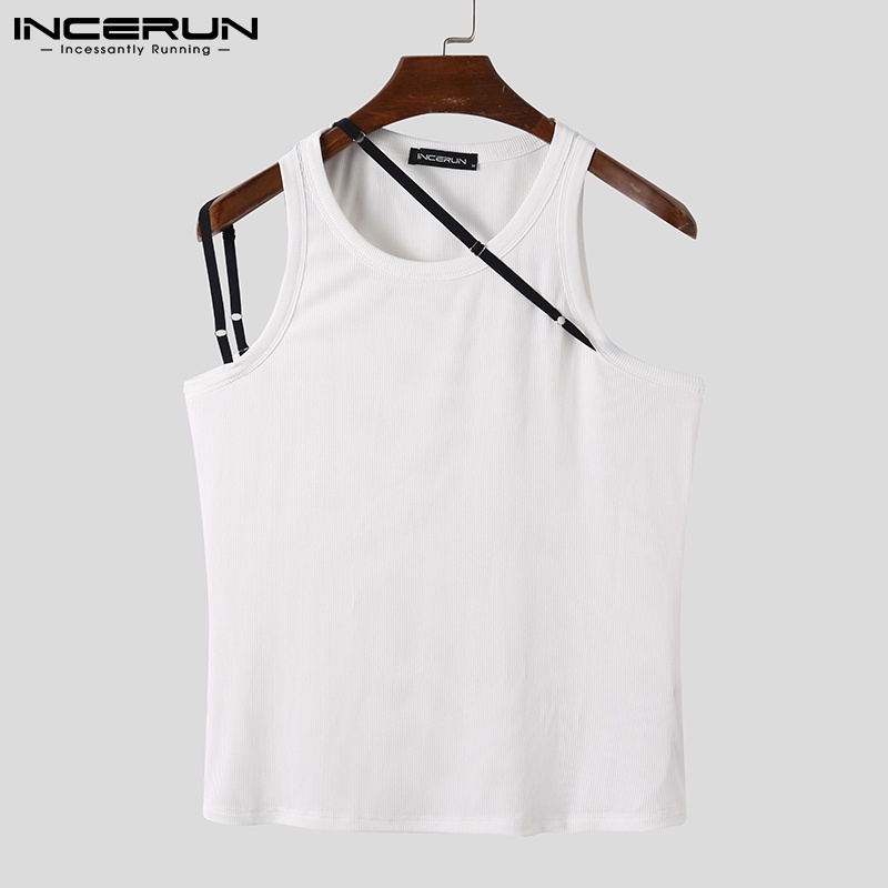 INCERUN Áo Tank Top Phối Dây Cột Thời Trang Mùa Hè Cho Nam Giới