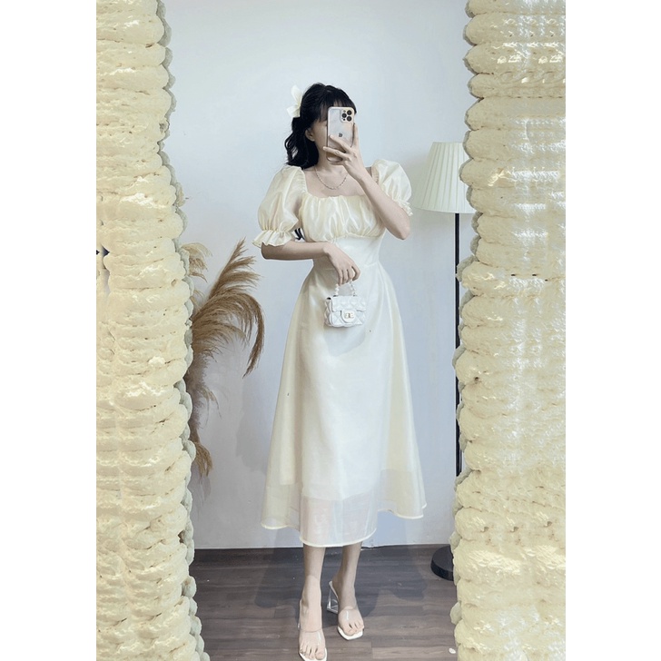 Váy Đầm Trắng Trễ Vai Dài Phong Cách HQ Cực Xinh Sang Chảnh HOTTREND
