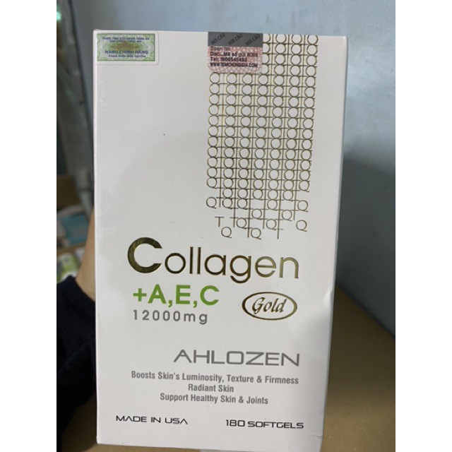 Collagen AEC Gold Ahlozen Cao Cấp Từ Mỹ (12000mg x 180 viên) - Giúp đẹp da - Liền sẹo - Xương chắc khoẻ - Đẹp tóc [CHÍNH