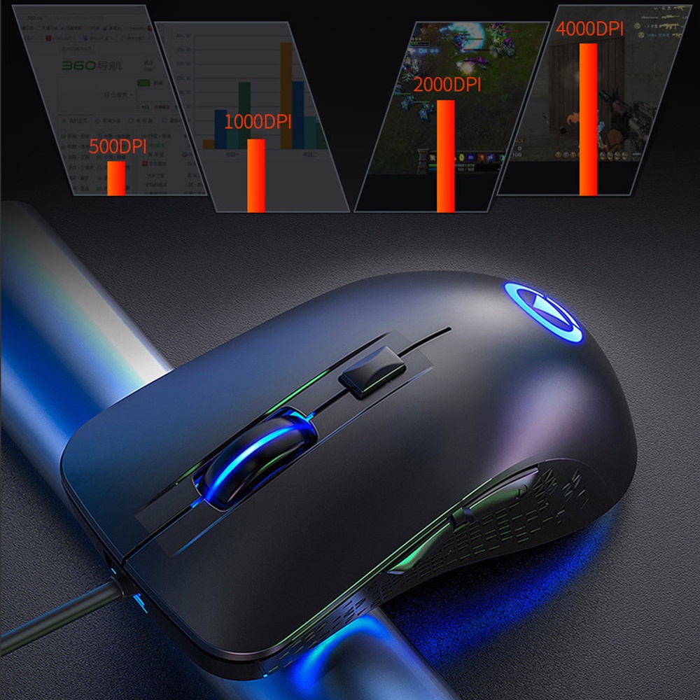 Chuột Máy Tính Máy Tính Gaming Có Dây Chính Hãng YINDIAO G-402 Độ Nhạy 4000DPI, 6 Nút Bấm Điều Chỉnh