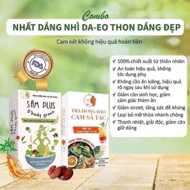 Kẹo Giảm cân sâm Plus sbody green Nguyên Hộp 30v Tặng kèm 1 hộp trà 15 gói