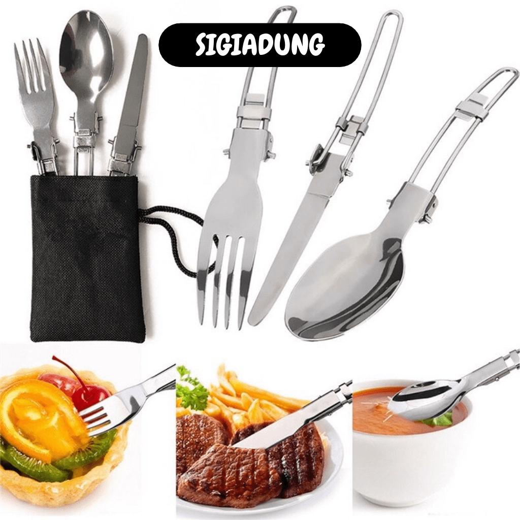 [SGD] Dao Ăn Bít Tết - Set 3 Món Dao, Muỗng, Nĩa Ăn BeefSteak Sáng Bóng, Có Thể Gấp Gọn 9001