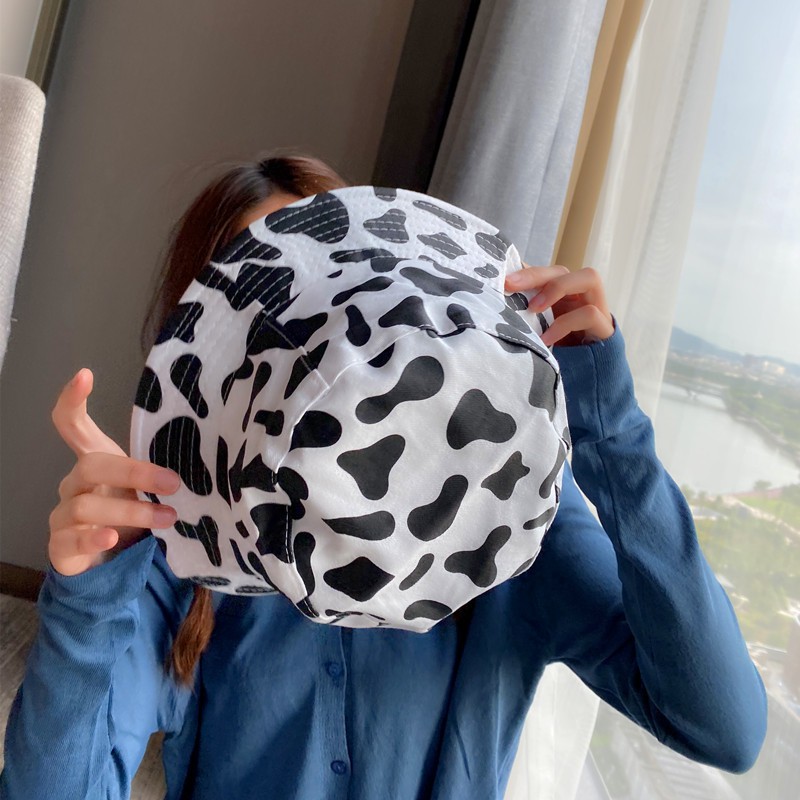 Mũ Bucket 2 mặt vành tròn hoạ tiết bò sữa phong cách Ulzzang form unisex cho nam và nữ - Siberi