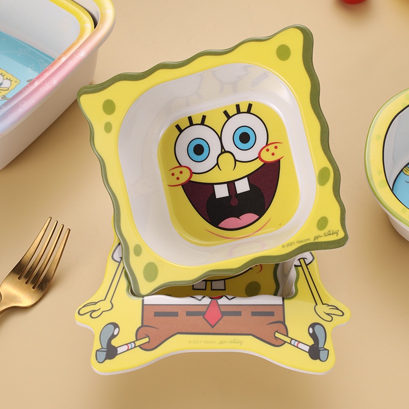 Tô Ăn Cho Trẻ Em Chất Liệu Sợi Tre Thân Thiện Với Môi Trường Hình Spongebob