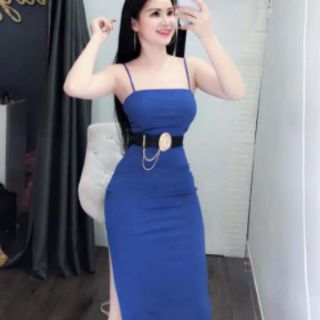 Đầm body 2 dây xẻ tà