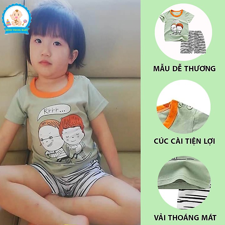 Bộ Cộc Tay Cotton Quảng Châu Cho Bé (Có Túi Zip)