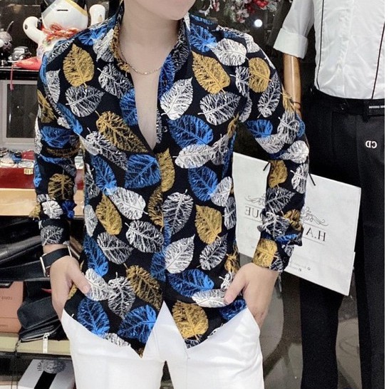 ÁO SƠ MI NAM NỮ TAY DÀI HOẠ TIẾT 3D LỤA CAO CẤP, ÁO SƠ MI NAM, ÁO SƠ MI NỮ, ÁO SƠ MI CẶP, HOẠ TIẾT LÁ FORM ÔM ĐẸP | BigBuy360 - bigbuy360.vn