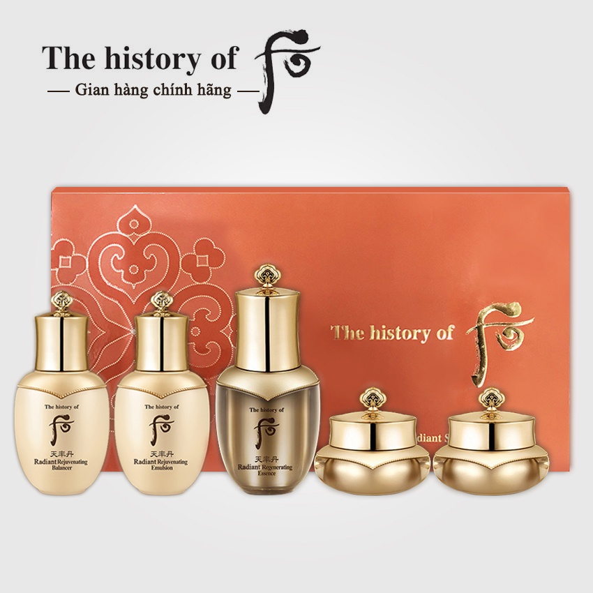 Bộ Dưỡng Tái Sinh Whoo Cheongidan Radiant 5pcs - Bộ Whoo Radiant; Kem whoo, Tinh chất Whoo, Nước hoa hồng và sữa dưỡng w