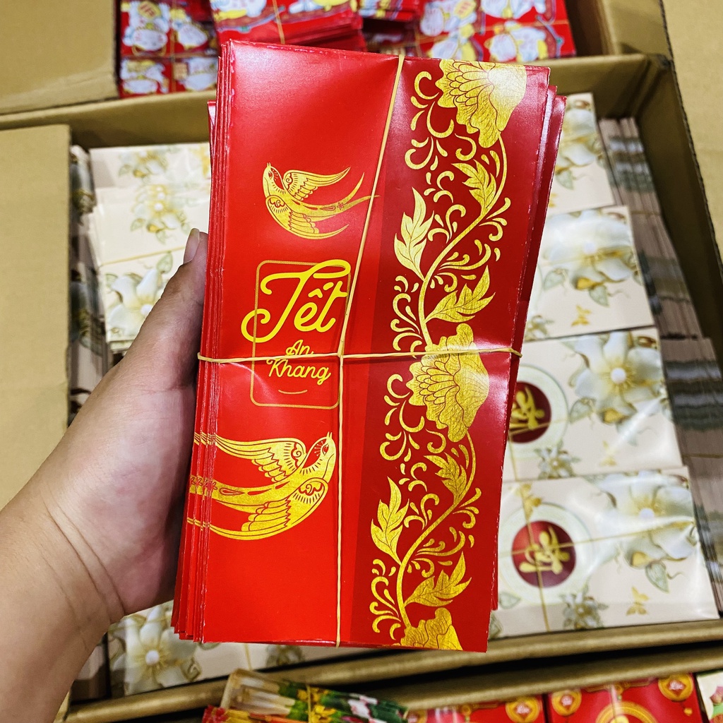 Bao lì xì Cưới Hỏi Bê Tráp Chữ hỷ đỏ đô 2024 hình hoạ tiết độc lạ