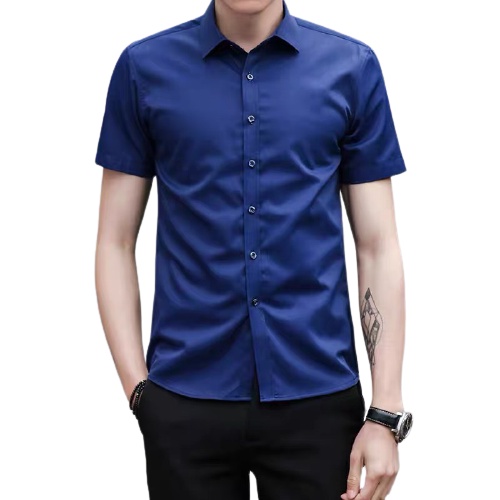 Áo sơ mi Nam ngắn tay OKU dáng trơn vải mịn không nhăn không bai xù