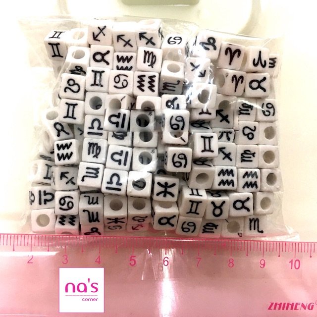 25gr hạt nhựa vuông cung hoàng đạo xâu vòng nhiều mẫu