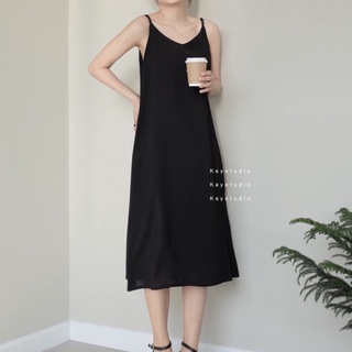 [KAYSTUDIO] ĐẦM LỤA ĐEN HAI DÂY