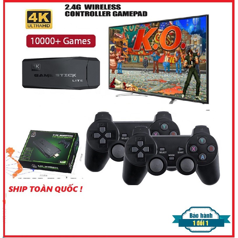 [Game Stick 4K HDMI] - Máy Chơi Game Điện Tử 4 Nút Cầm Tay Không Dây HDMI PS3000 + Trò Chơi Hỗ Trợ Game CPS/FC/GBA/GB/MD