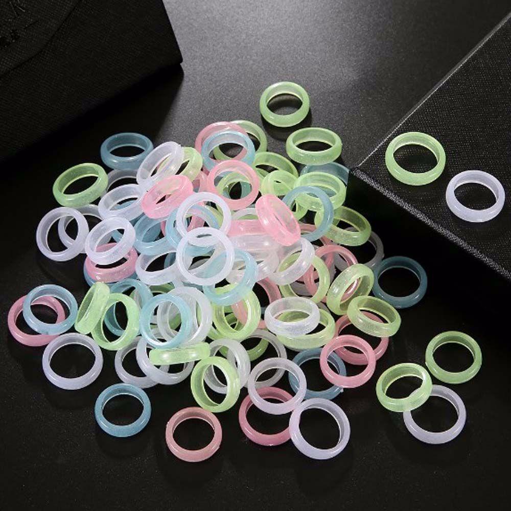 Bộ 10 Nhẫn Phát Sáng Độc Đáo Làm Quà Tặng|Nhẫn Acrylic Hàn Quốc Màu Sắc Dạ Quang