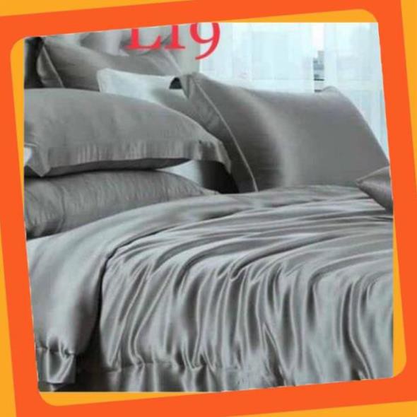 [Xả kho] Chăn ga gối phi lụa_L19 (xám ghi)