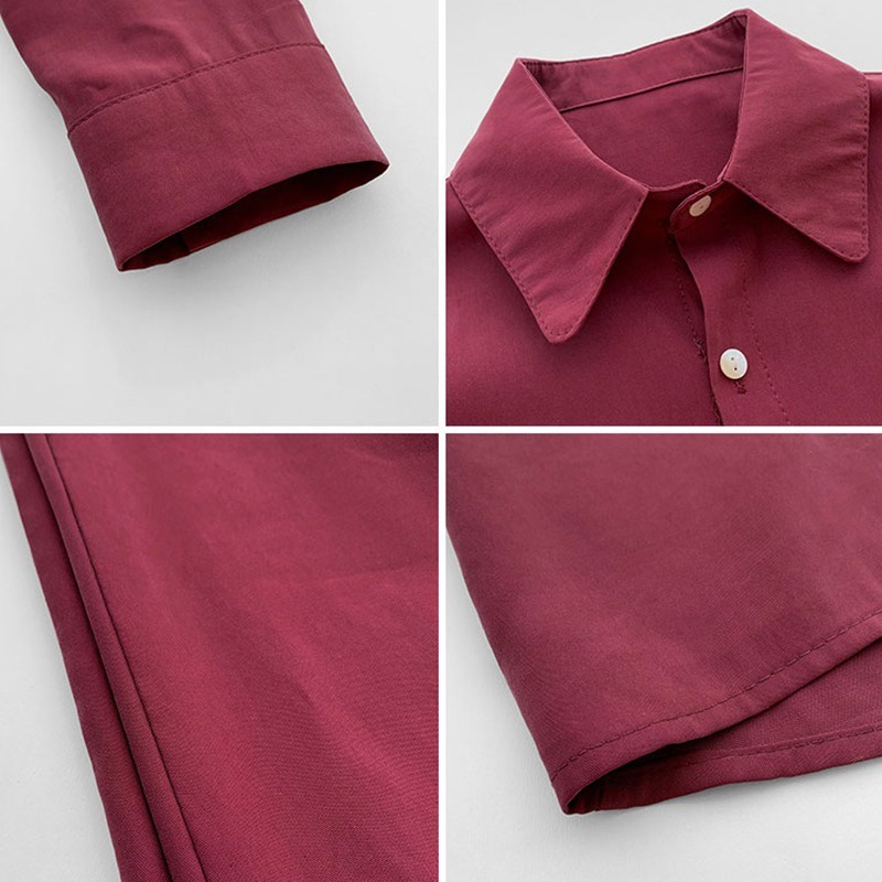 Áo sơ mi DADUHEY chiffon tay dài dáng rộng size lớn 3 màu sắc tùy chọn phong cách Hàn Quốc thời trang