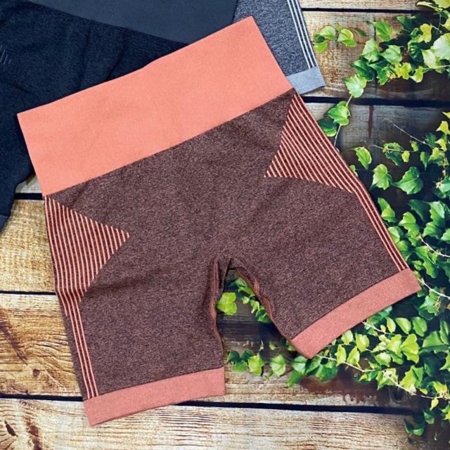 Quần Short Dệt Phối Sọc Nâng Mông, Quần Tập Cạp Cao Ba Màu [Ảnh Chụp Thật] - OQ029