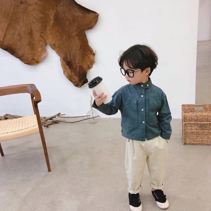 Set sơ mi công tử bé trai Hàn Quốc áo sơ mi cho bé trai 8-18kg Tunkid chất cotton phong cách sành điệu