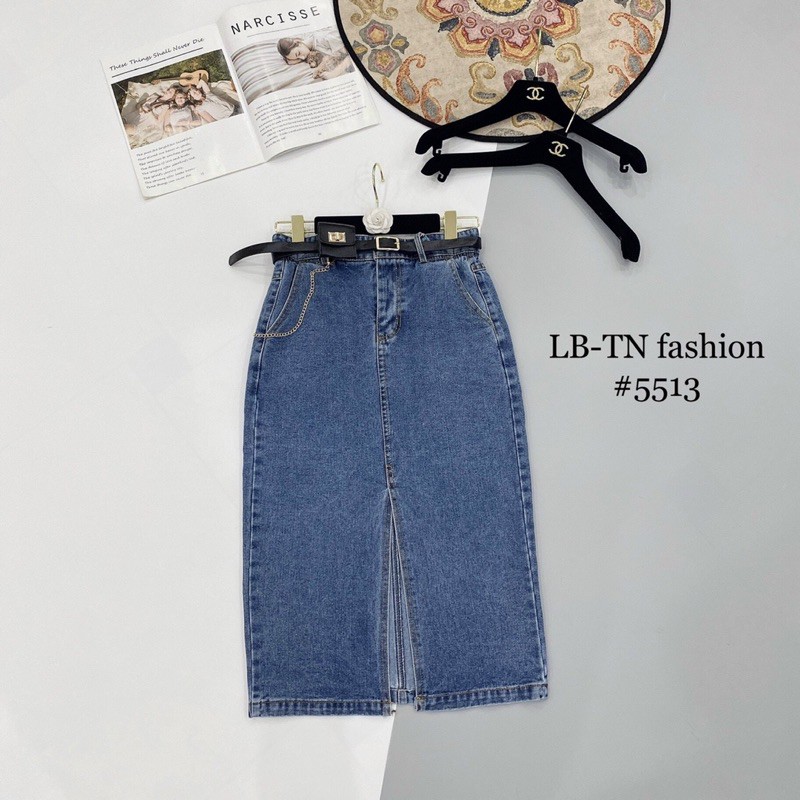 CHÂN VÁY BÒ DÁNG DÀI KÈM ĐAI XÍCH | BigBuy360 - bigbuy360.vn