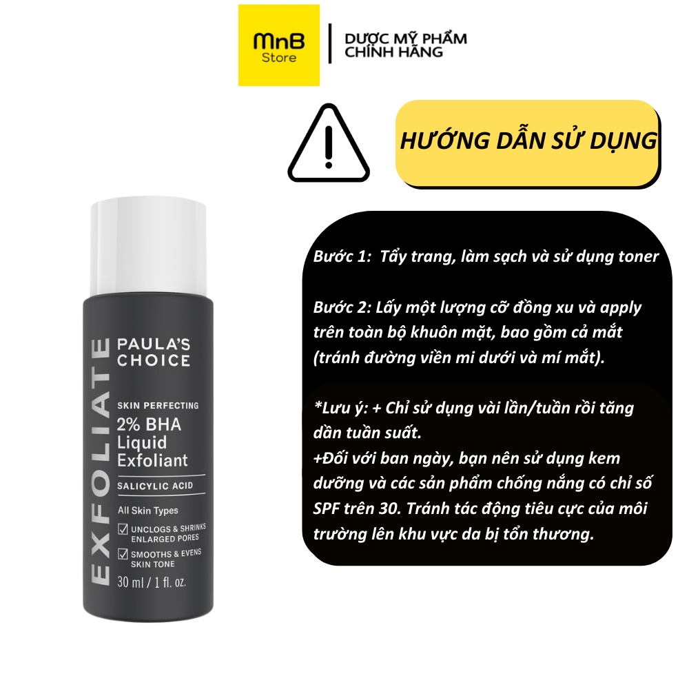 Tẩy Tế Bào Chết Hóa Học Paula's Choice Skin Perfecting 2% BHA Liquid Exfoliant