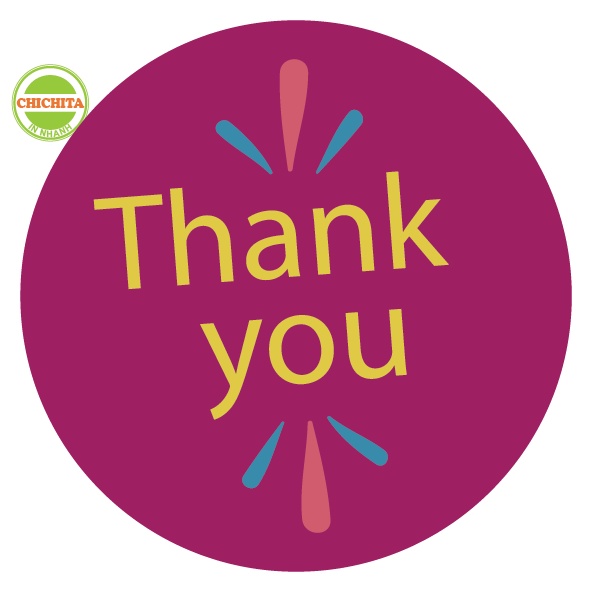 [Giá Tại Xưởng] TEM giấy chữ 'Thank you' 3cm (set =63c), 4cm (set=33c), 5cm (set=20c) sẵn hàng