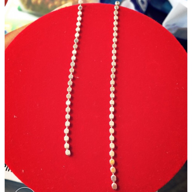 Khuyên tai 2 dây dài siêu sang chảnh bạc ta