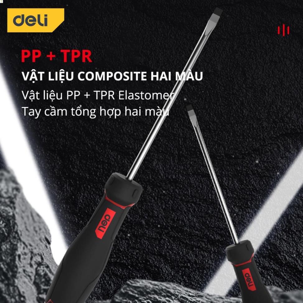 [LIFEDL157] Tua Vít Đầu Dẹt Deli Cao Cấp - Đầu Vít Từ Tính Dễ Dàng Sử Dụng - Chất Liệu Chống Mòn, Gỉ - DL3449 .