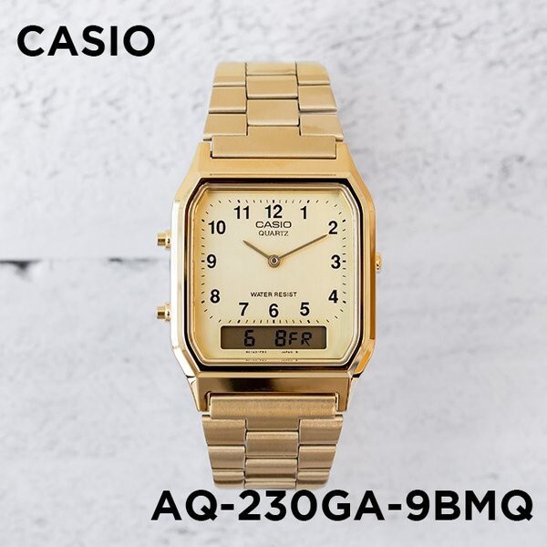 Đồng hồ nam/ nữ Casio AQ-230GA-9BMQ Chính hãng - Dây kim loai - Mạ Vàng