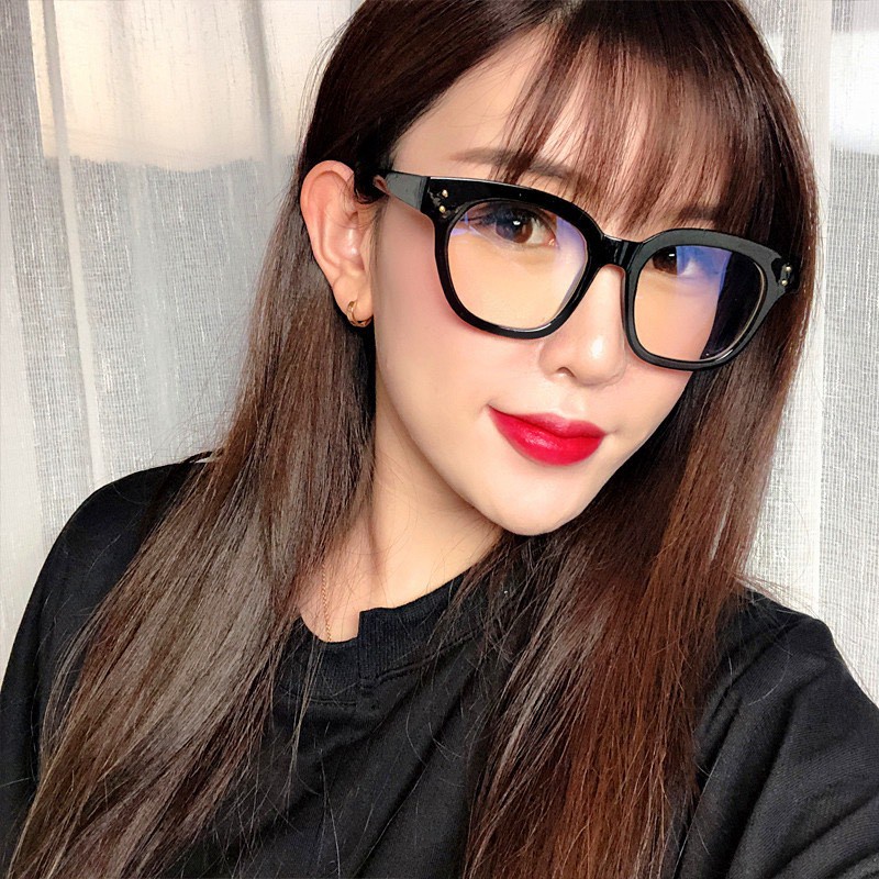 Mắt kính Hagu form vuông đính 2 chấm dọc phong cách Ulzzang