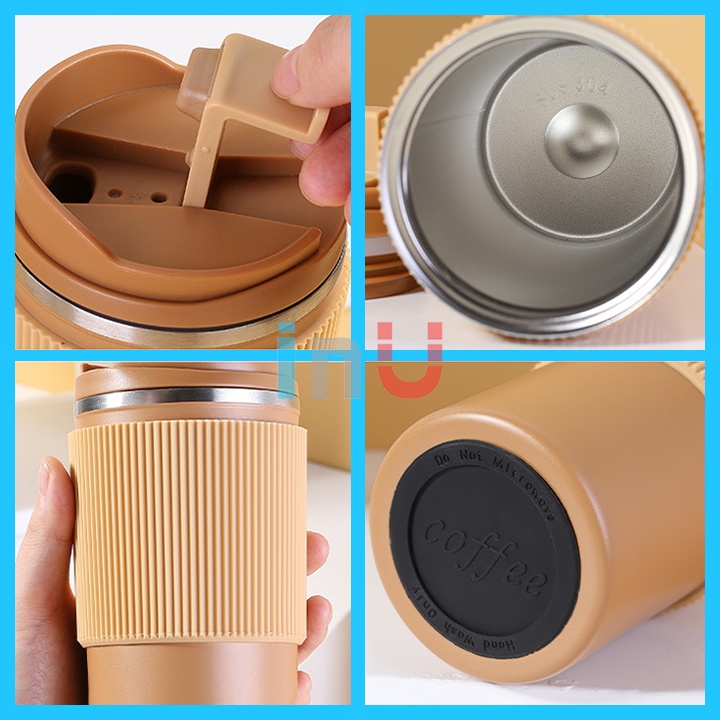 HCM - Ly giữ nhiệt uống cà phê cao cấp có silicon chống trượt 450ml