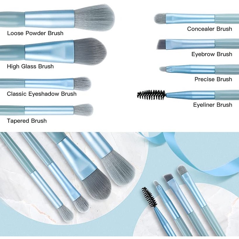 Set 8 Cọ Trang Điểm Sợi Tổng Hợp Cao Cấp Với Tay Cầm Nhiều Màu Sắc Tiện Dụng