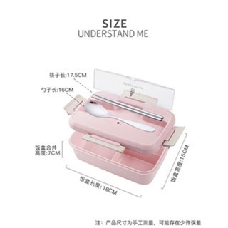 Hộp cơm lúa mạch 3 ngăn kèm đũa thìa ( hộp đựng thức ăn)