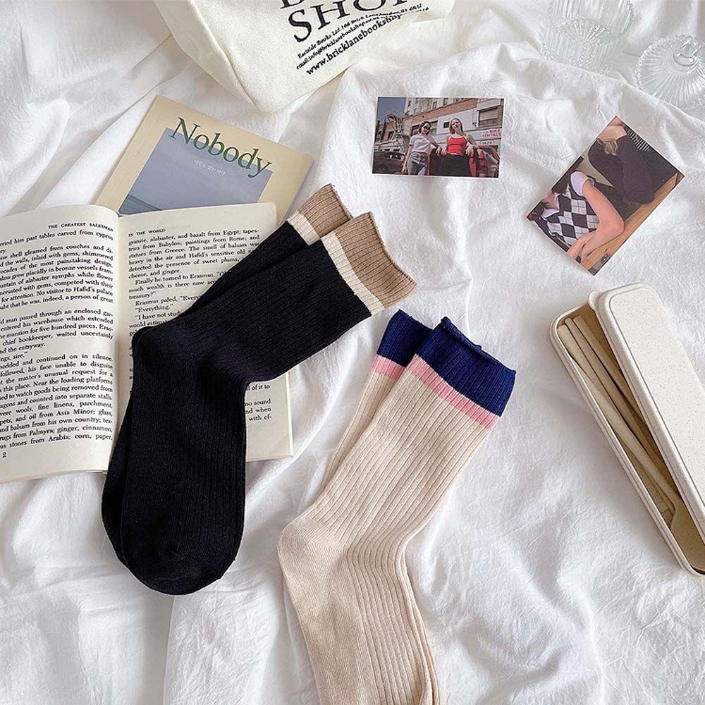 AROMA Vớ Dệt Kim Họa Tiết Kẻ Sọc Màu Sắc Ngọt Ngào Phong Cách Harajuku Nhật Bản Thời Trang Cho Nữ