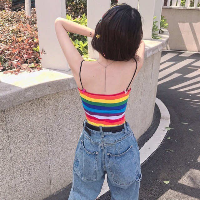 ÁO CROPTOP HAI DÂY CẦU VỒNG SIÊU QUYẾN RŨ L12-1