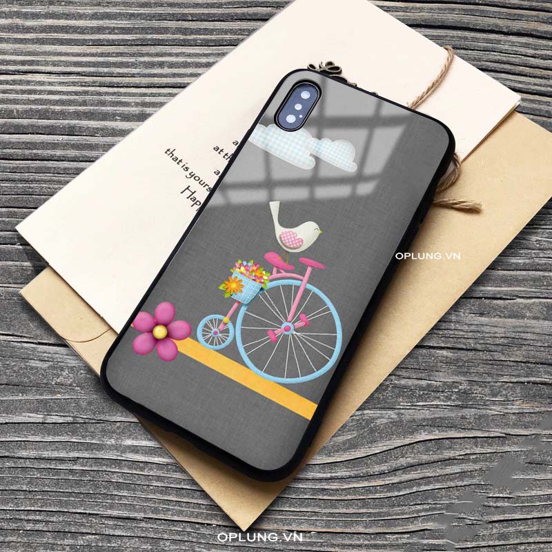Ốp lưng iphone ốp iphone lưng kính bánh xe đạp siêu dễ thương k273 đủ mã iPhone