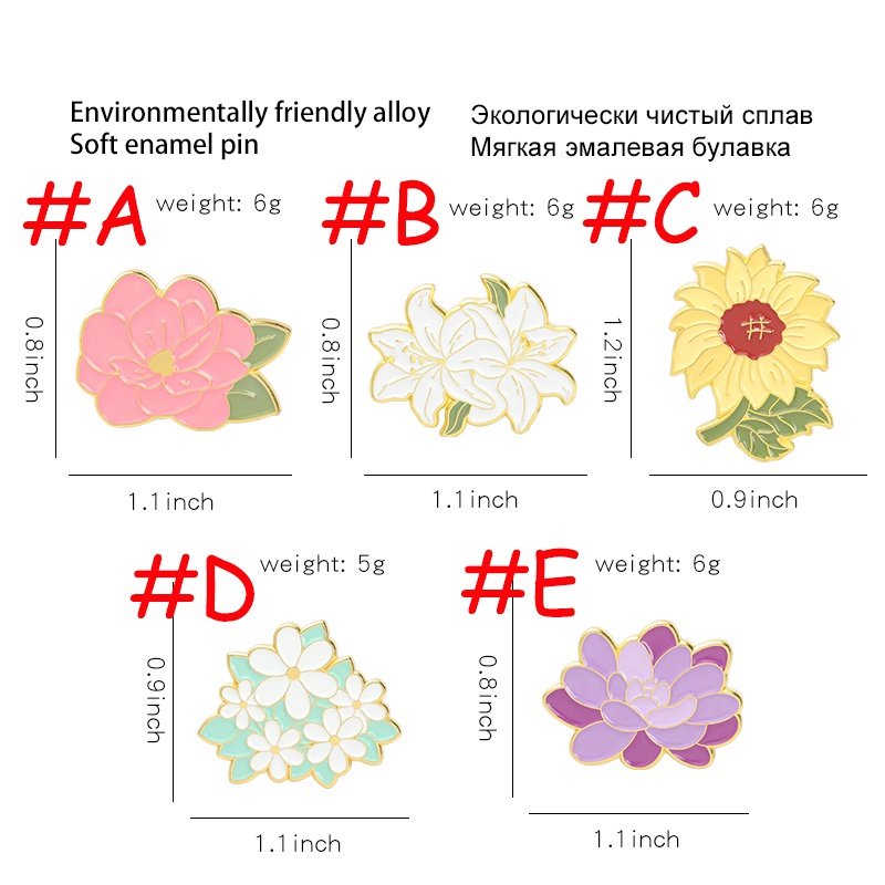 Ghim Cài Trang Sức Hình Hoa Hướng Dương Lily 5 Kiểu Dáng