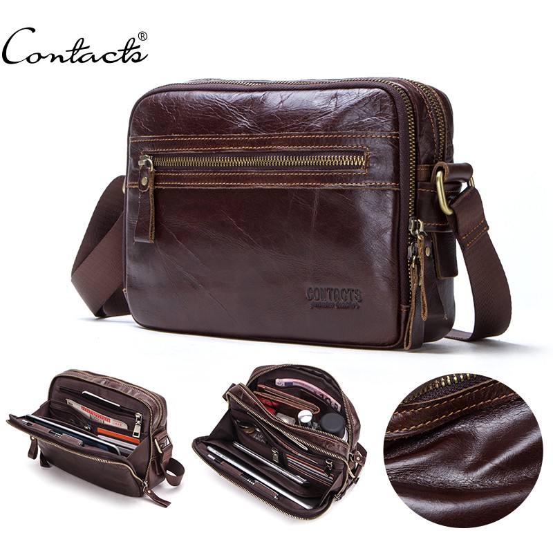 Túi Đeo Chéo CONTACT’S MB117 Bằng Da Bò Thời Trang Cao Cấp Sành Điệu Cho Nam Nữ