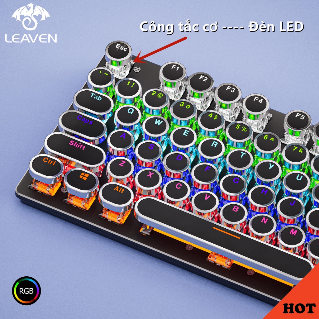 Bàn phím máy tính LEAVEN K550 Phiên bản mới RGB LED PRO Office bàn phím cơ chơi game