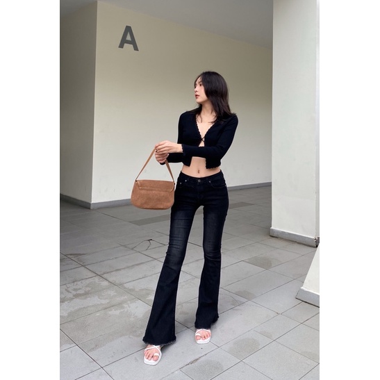WEDNESDAY Quần jean ống loe lưng thấp y2k - Flare Jeans