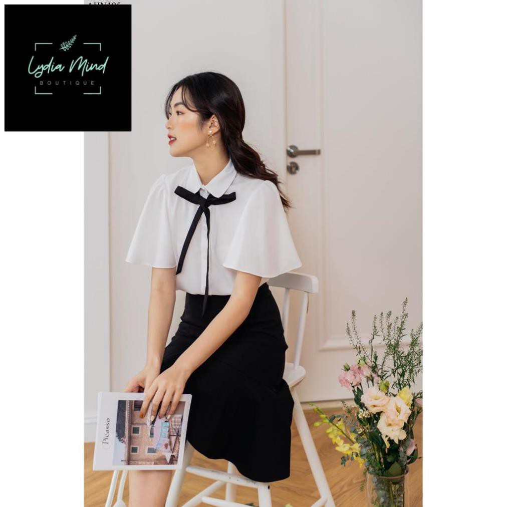 TIIN STORE Sơ mi cổ đức ve tròn cánh tiên nơ cổ by Tiin