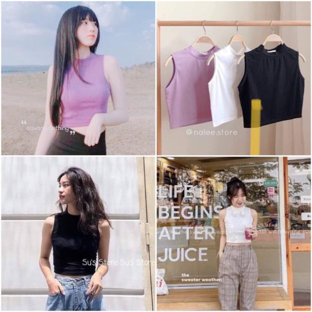 Bán sỉ Áo pull sát nách cổ 3p croptop