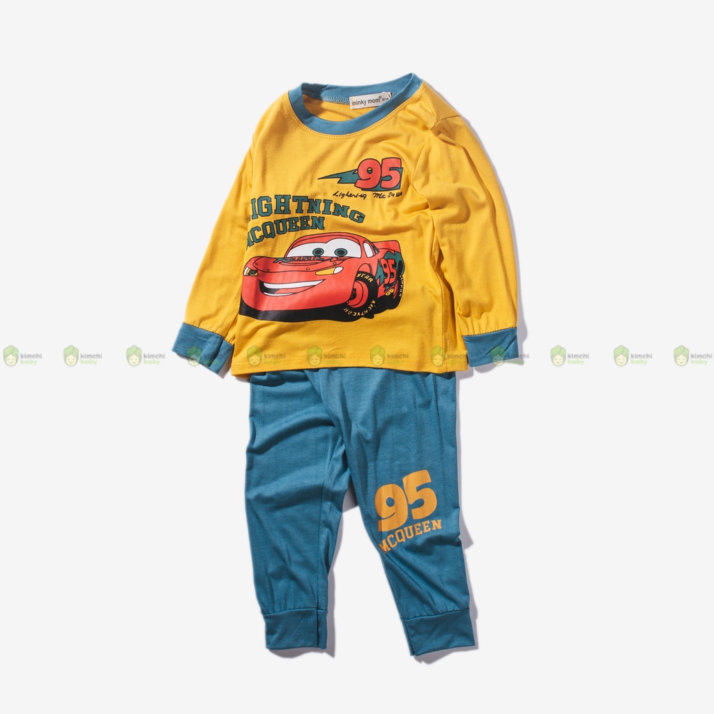 Bộ Dài Tay Cho Bé Trai, Bé Gái Vải Thun Lạnh Minky Mom Hoạ Tiết Siêu Nhân, Đồ Bộ Dài Tay Cho Bé Mặc Nhà MKMTD2211