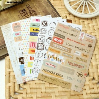 Set 6 tờ hình dán trang trí phong cách retro thanh lịch dễ thương