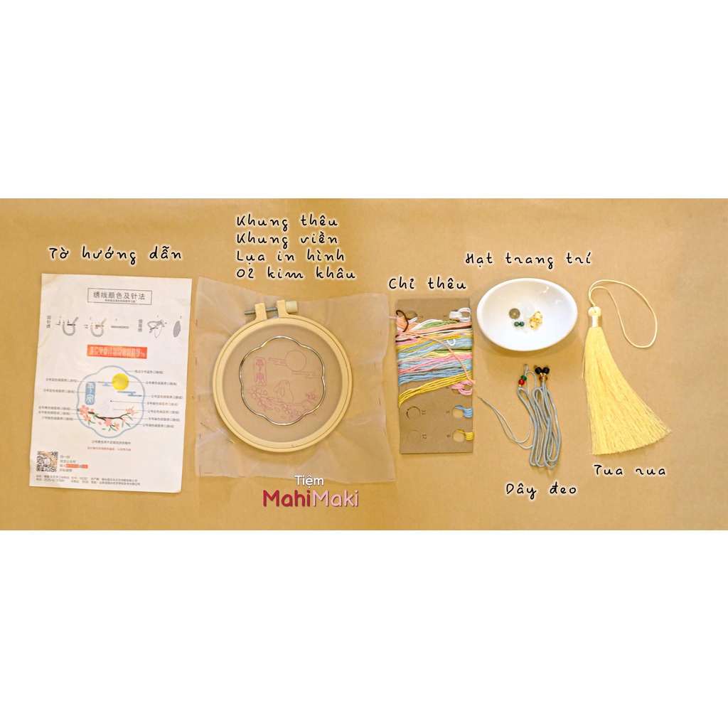 Kit DIY bộ tự thêu móc khóa trang trí Nhiều mẫu kiểu cổ trang