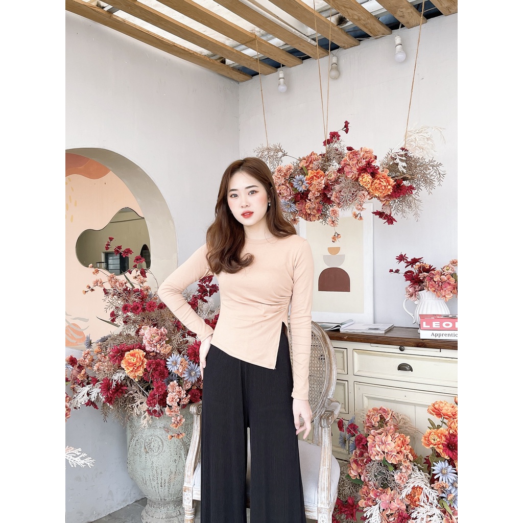 Áo dài tay cổ tròn Xoắn V thân trước cách điệu 1501 IMES SHOP | BigBuy360 - bigbuy360.vn