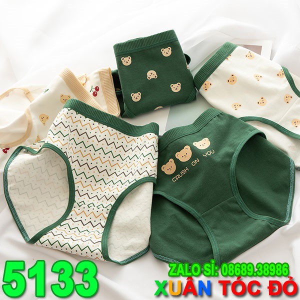 SỈ ZALO RẺ HƠN NHIỀU_ Quần Lót 5 Kiểu Gấu Xanh Lục Bảo Mới 5133