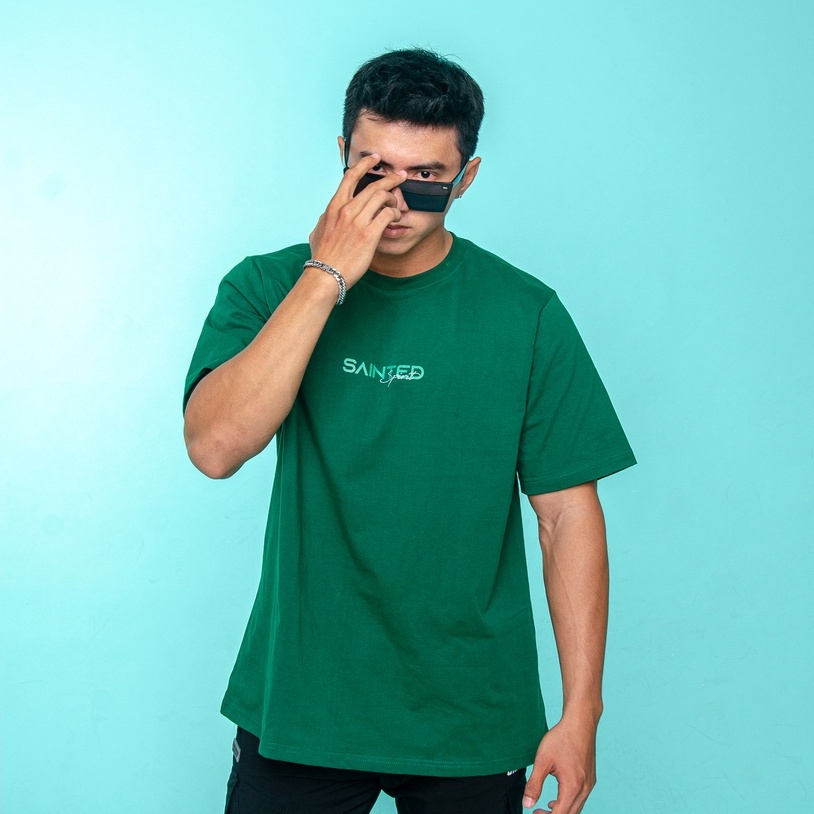 Áo thun oversized Signature SAINTED tay ngắn unisex cotton thoáng mát